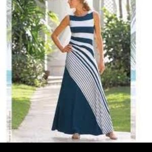 Soft Surroundings Maxi Blue Striped Dress